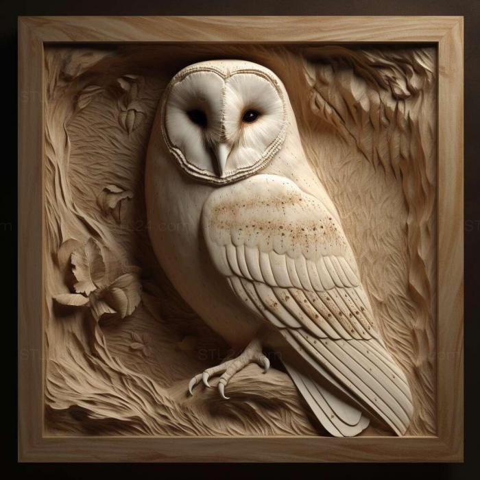 Nature and animals (st barn owl 3, NATURE_6303) 3D models for cnc